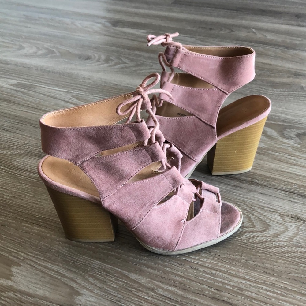 Pink Peep-Toe Heels